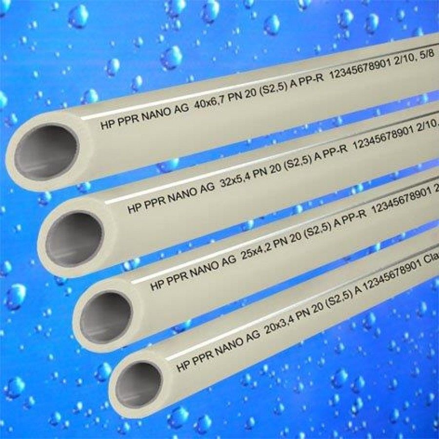 Трубы ПП антибактериальная, 4 m, PN20